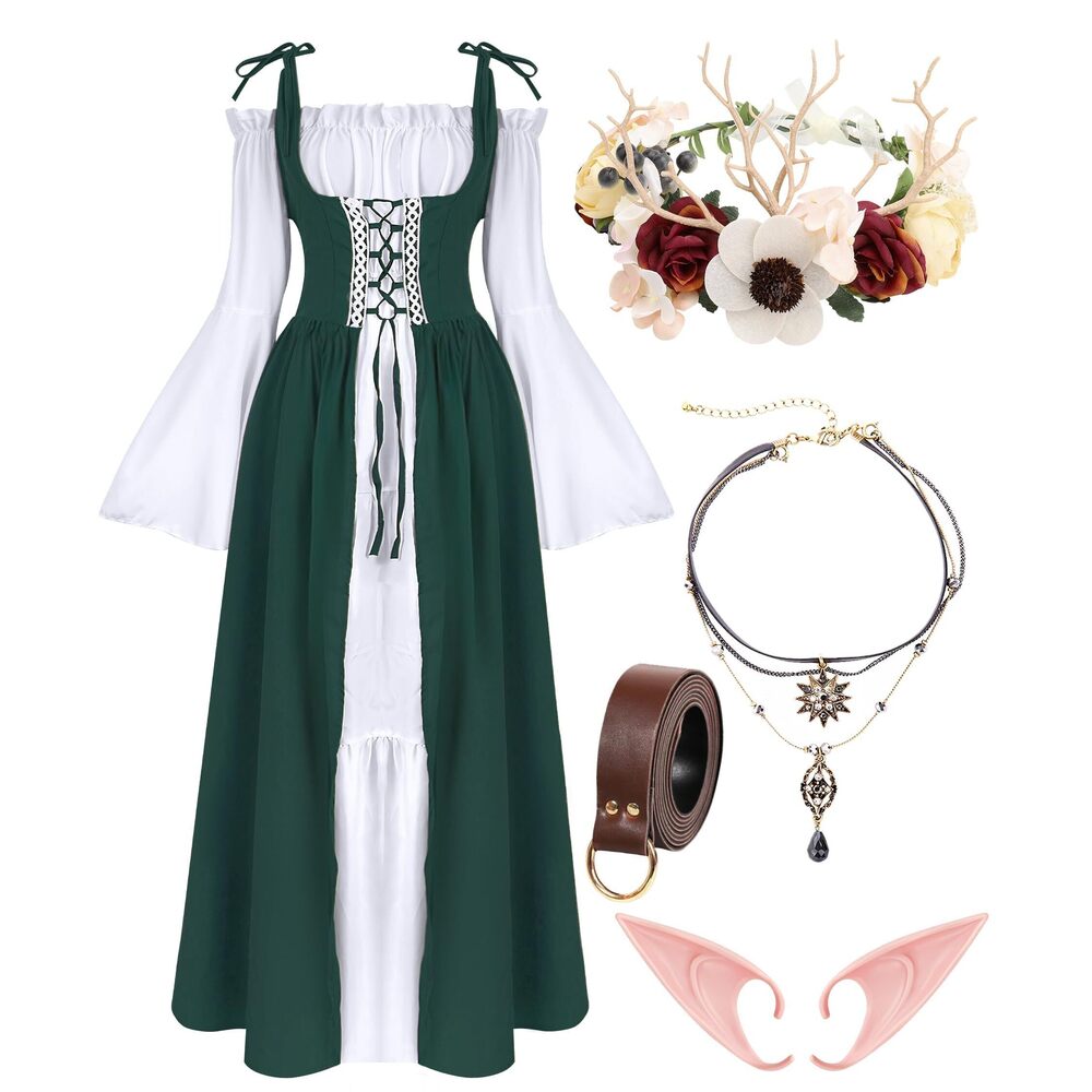 1896 Renaissance Dresses Medieval Costume For Flower Crown Elf